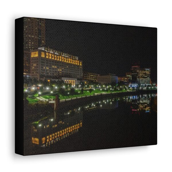 Urban Columbus Nightscape Canvas Gallery Wraps – Stunning City Reflections Art