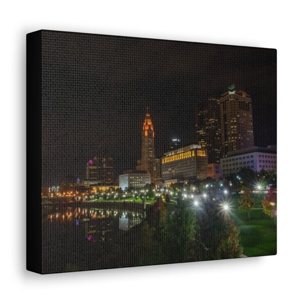 Cityscape Canvas Gallery Wrap - Columbus Night View Wall Art