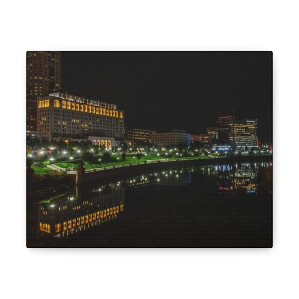 Urban Columbus Nightscape Canvas Gallery Wraps – Stunning City Reflections Art - Image 2
