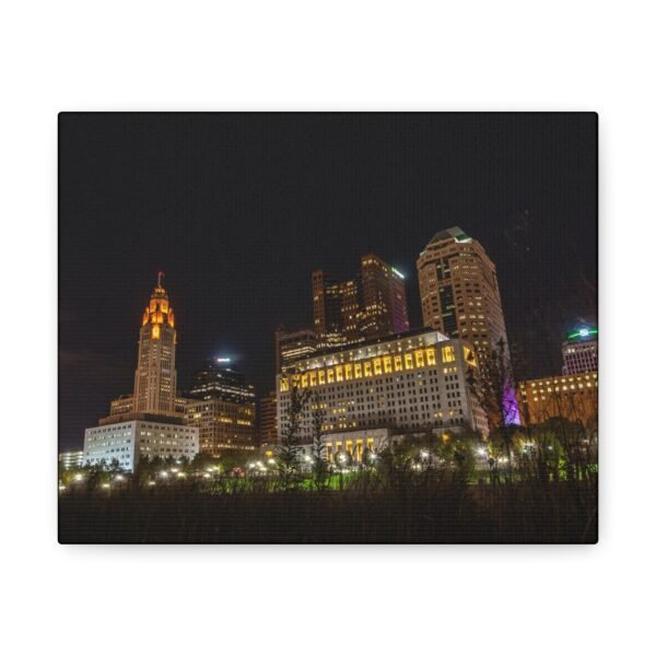 Cityscape Canvas Gallery Wrap - Urban Night Skyline Art - Image 2