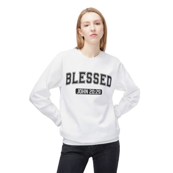Blessed Fleece Crewneck Sweatshirt - John 20:29 Inspirational Apparel - Image 4