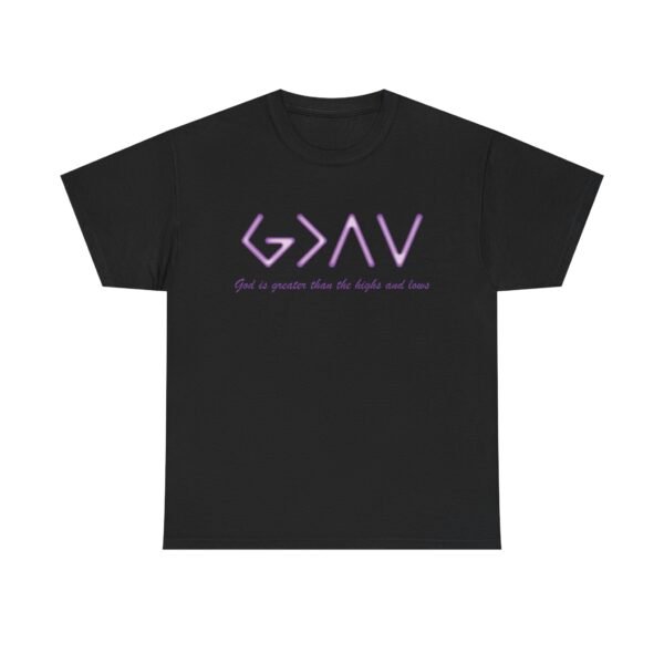 God is Greater Unisex Heavy Cotton Tee - Purple - Image 3
