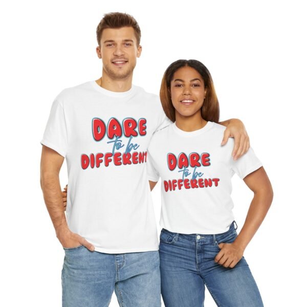 Dare to Be Different Unisex Heavy Cotton Tee - Inspirational Graphic T-Shirt for Self-Expression - Image 6