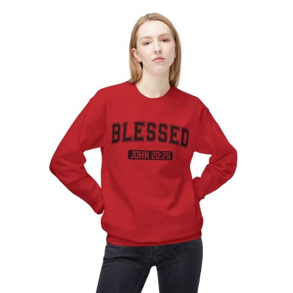 Blessed Fleece Crewneck Sweatshirt - John 20:29 Inspirational Apparel - Image 8