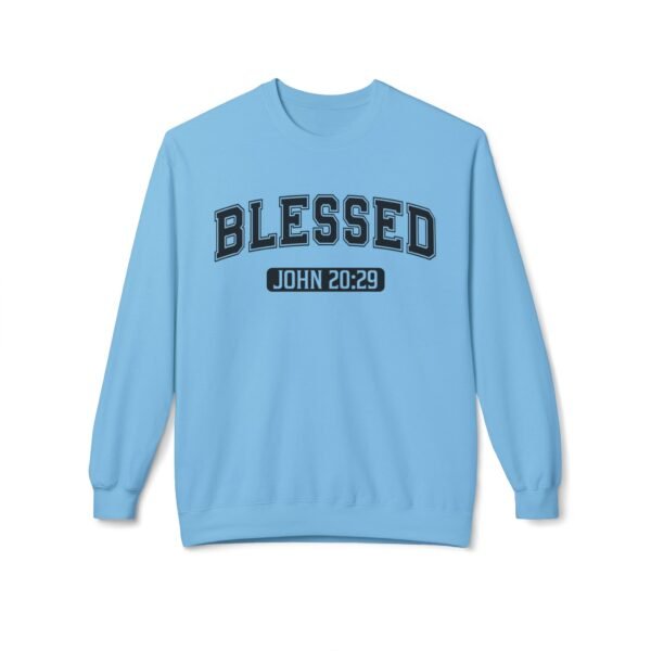 Blessed Fleece Crewneck Sweatshirt - John 20:29 Inspirational Apparel - Image 2
