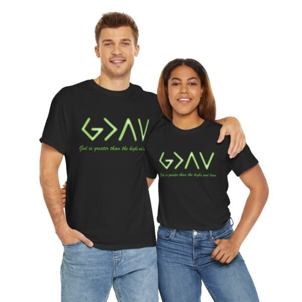 God is Greater Unisex Heavy Cotton Tee - Green