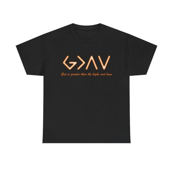 God is Greater Unisex Heavy Cotton Tee - Orange - Image 2