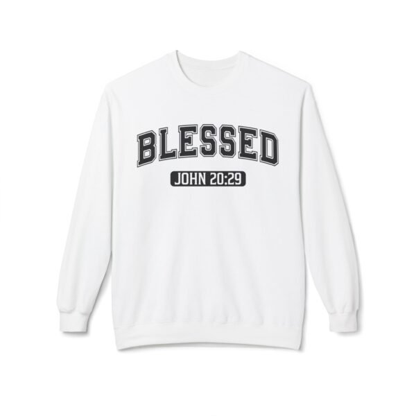 Blessed Fleece Crewneck Sweatshirt - John 20:29 Inspirational Apparel - Image 3