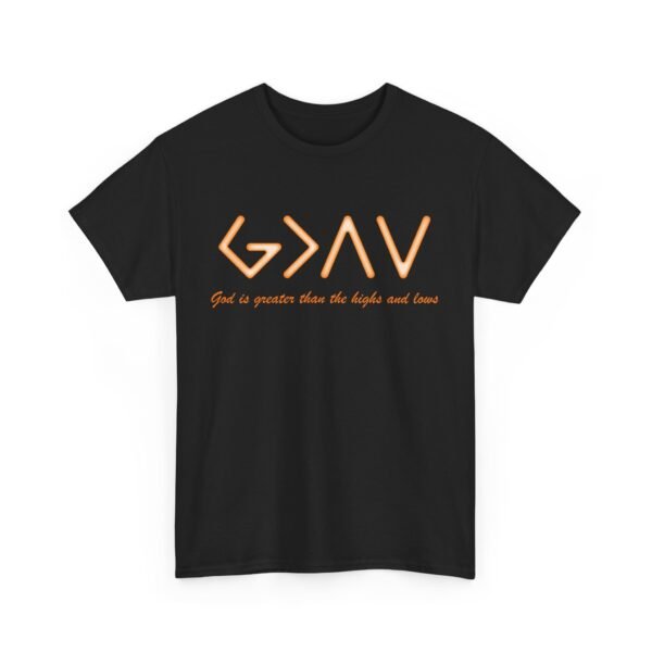 God is Greater Unisex Heavy Cotton Tee - Orange - Image 3