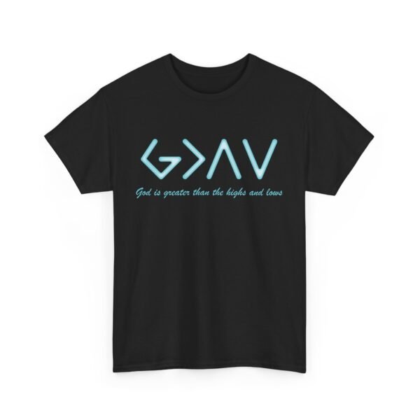God is Greater Unisex Heavy Cotton Tee - Blue - Image 3