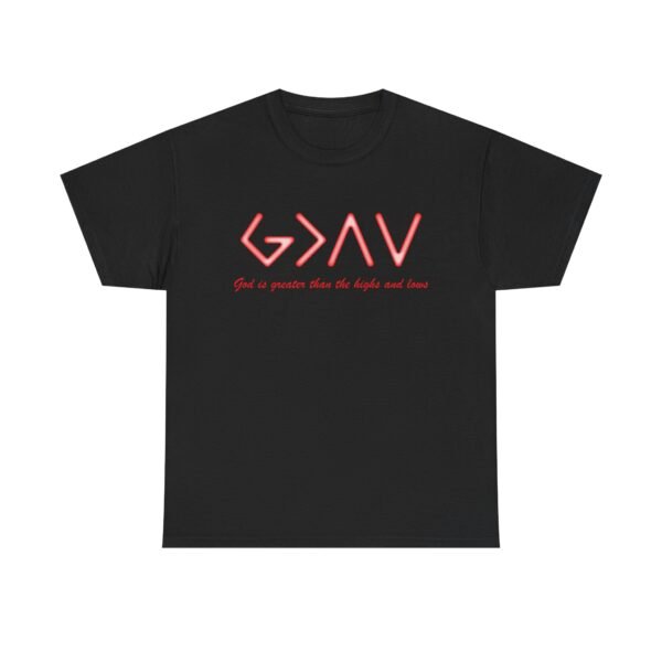 God is Greater Unisex Heavy Cotton Tee - Red - Image 2