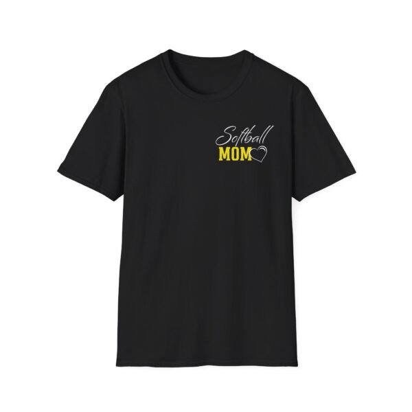 Custom Softball Mom T-Shirt with Personalized Name & Number - Image 2