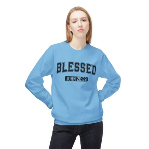 Blessed Fleece Crewneck Sweatshirt - John 20:29 Inspirational Apparel