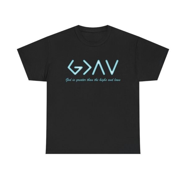 God is Greater Unisex Heavy Cotton Tee - Blue - Image 2