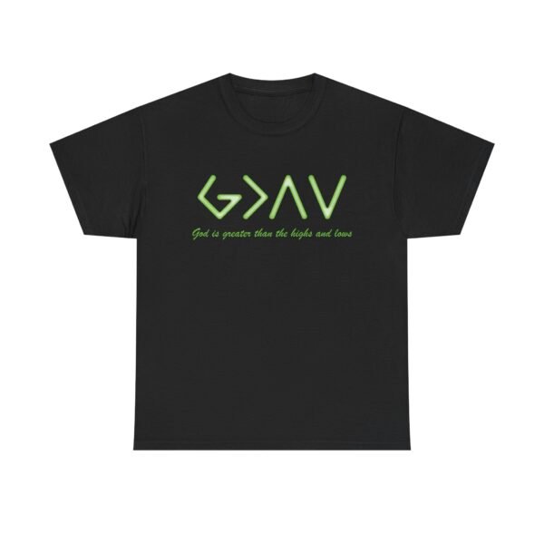 God is Greater Unisex Heavy Cotton Tee - Green - Image 2