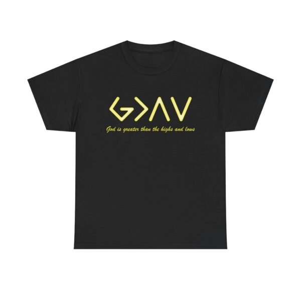God is Greater Unisex Heavy Cotton Tee - Yellow - Image 2