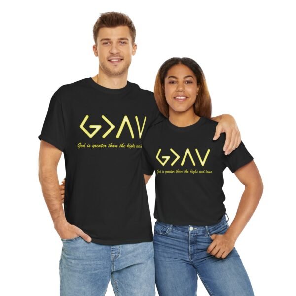 God is Greater Unisex Heavy Cotton Tee - Yellow