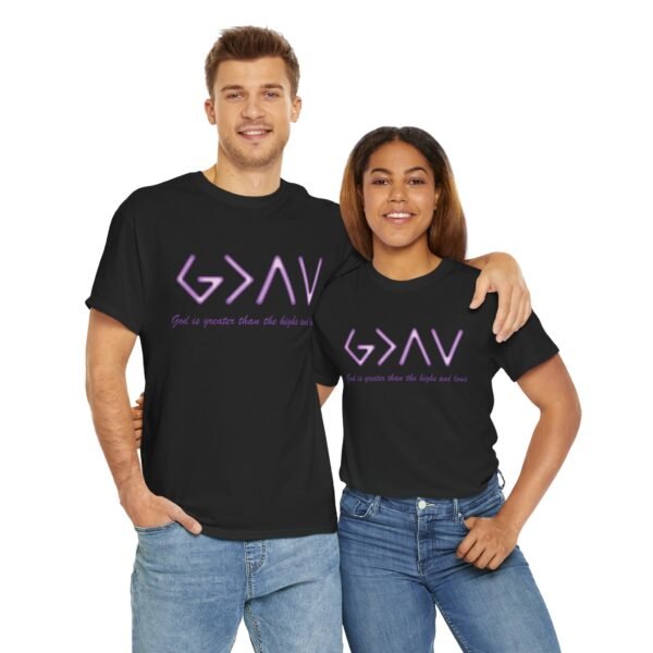 God is Greater Unisex Heavy Cotton Tee - Purple