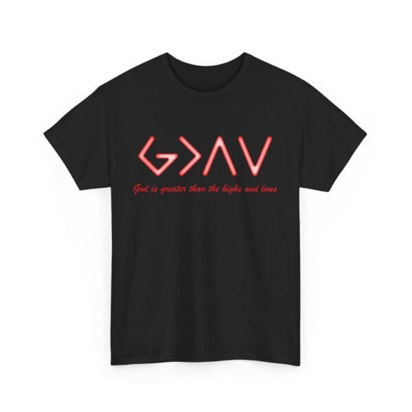 God is Greater Unisex Heavy Cotton Tee - Red - Image 3